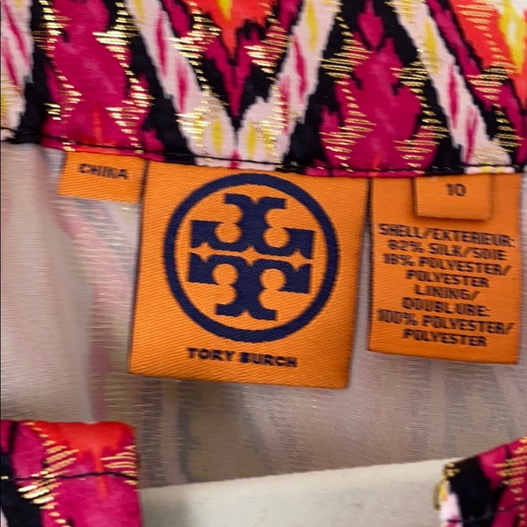 Tory Burch Lisa Silk Metallic Eyecat Tunic - Picture 2 of 3